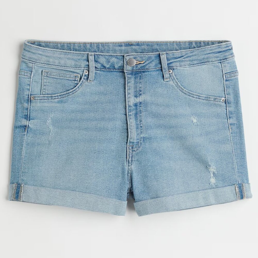 H&M+ High Waist Light Blue Denim Shorts/NWT/18